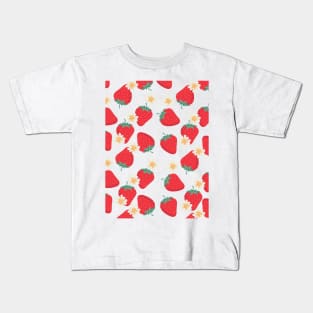 Strawberry and Cream Flowers Pattern Kids T-Shirt